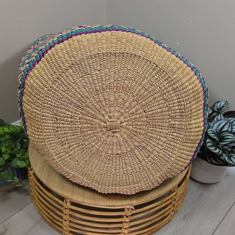 Large Handwoven Bolga Farmers Market Basket | Fair Trade Woven Tote - Picture 7 of 13